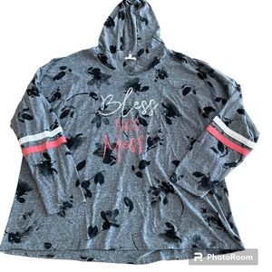 Maurice’s Plus Bless The Mess Floral Gray Graphic Hoodie